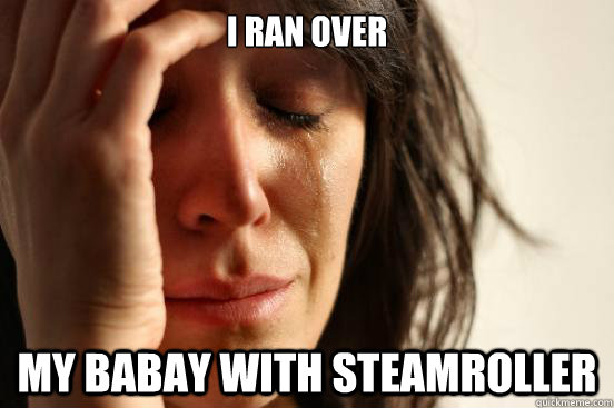 i ran over my babay with steamroller  First World Problems