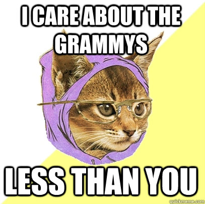 I care about the grammys less than you  Hipster Kitty