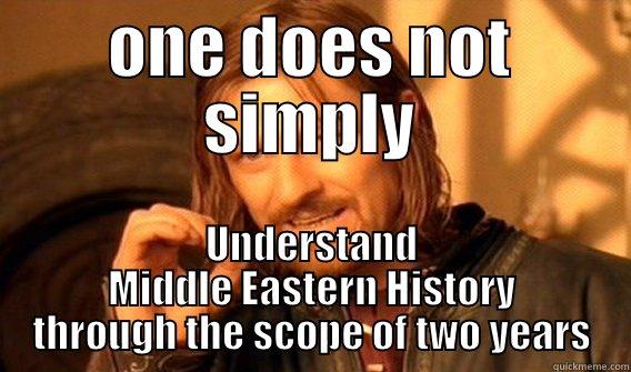 ONE DOES NOT SIMPLY UNDERSTAND MIDDLE EASTERN HISTORY THROUGH THE SCOPE OF TWO YEARS One Does Not Simply