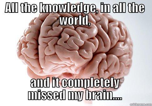 ALL THE KNOWLEDGE, IN ALL THE WORLD, AND IT COMPLETELY MISSED MY BRAIN.... Scumbag Brain