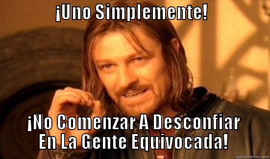                 ¡UNO SIMPLEMENTE!                                                         ¡NO COMENZAR A DESCONFIAR EN LA GENTE EQUIVOCADA! Boromir