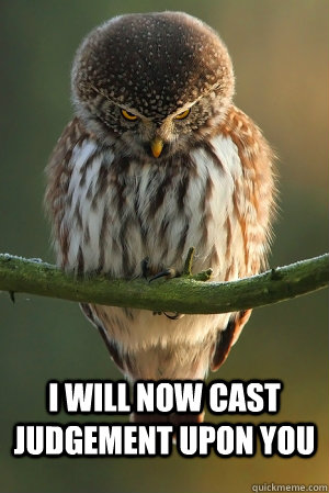 i will now cast judgement upon you  Angry Owl