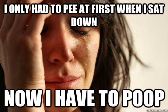 I only had to pee at first when i sat down now i have to poop  First World Problems