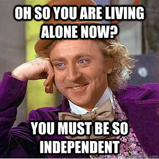 Oh so you are living alone now? You must be so independent   Condescending Wonka