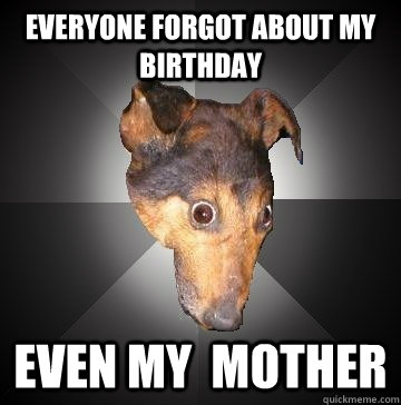 Everyone forgot about my birthday Even my  mother  Depression Dog