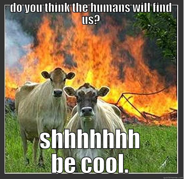 DO YOU THINK THE HUMANS WILL FIND US? SHHHHHHH BE COOL. Evil cows