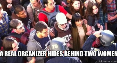 A real organizer hides behind two women.  - A real organizer hides behind two women.   Scumbag BAMN Lawyer