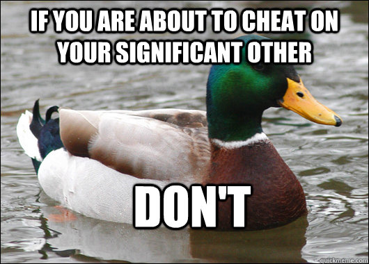 If you are about to cheat on your significant other Don't  Actual Advice Mallard