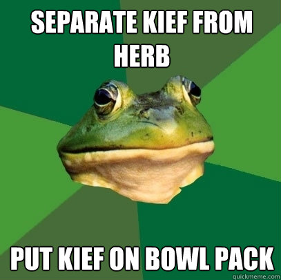 Separate Kief From herb put kief on bowl pack  Foul Bachelor Frog