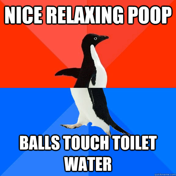 nice relaxing poop balls touch toilet water  Socially Awesome Awkward Penguin