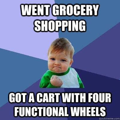 Went grocery shopping got a cart with four functional wheels - Went grocery shopping got a cart with four functional wheels  Success Kid