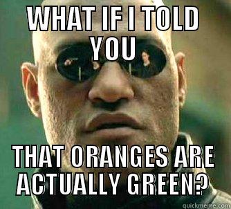 WHAT IF I TOLD YOU THAT ORANGES ARE ACTUALLY GREEN? Matrix Morpheus