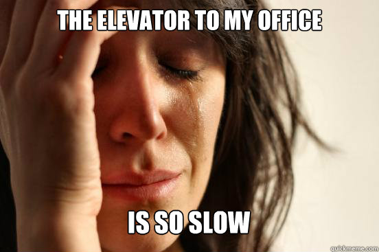 THE ELEVATOR TO MY OFFICE
 IS SO SLOW Caption 3 goes here  First World Problems
