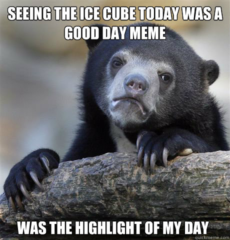 Seeing the Ice Cube today was a good day meme was the highlight of my day  Confession Bear