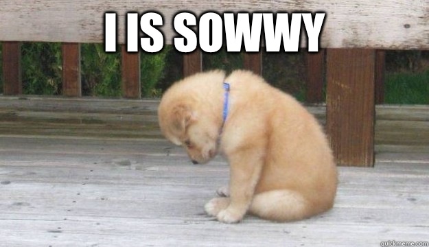 I is sowwy  - I is sowwy   SORRY PUPPY