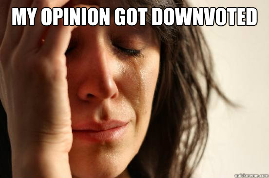 My opinion got downvoted   First World Problems