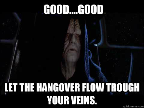 Good....Good Let the hangover flow trough your veins. - Good....Good Let the hangover flow trough your veins.  Emperor meme