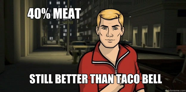 40% Meat Still better than taco bell  