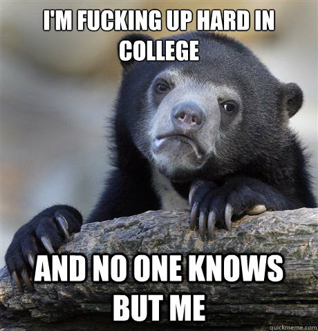 I'm fucking up hard in college and no one knows but me  Confession Bear