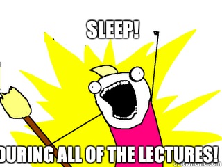 Sleep! During all of the lectures!  All The Things