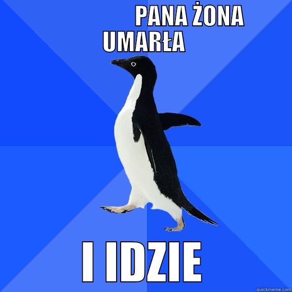                     PANA ŻONA UMARŁA I IDZIE Socially Awkward Penguin