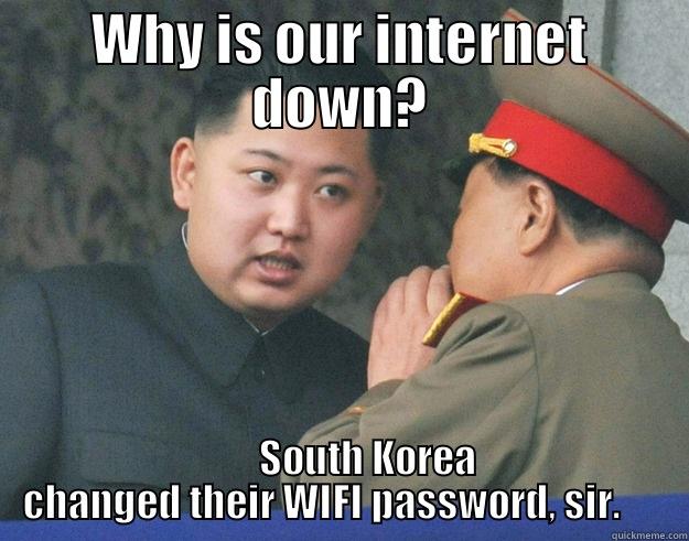 Inquisitive Un - WHY IS OUR INTERNET DOWN?        SOUTH KOREA CHANGED THEIR WIFI PASSWORD, SIR.      Hungry Kim Jong Un