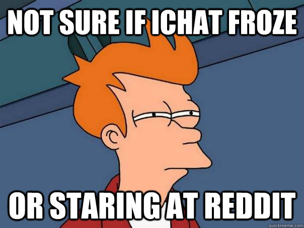 Not sure if ichat froze or staring at reddit  Futurama Fry