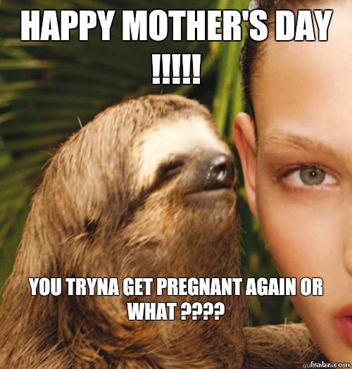 Happy Mother's Day !!!!! You tryna get pregnant again or what ????   rape sloth