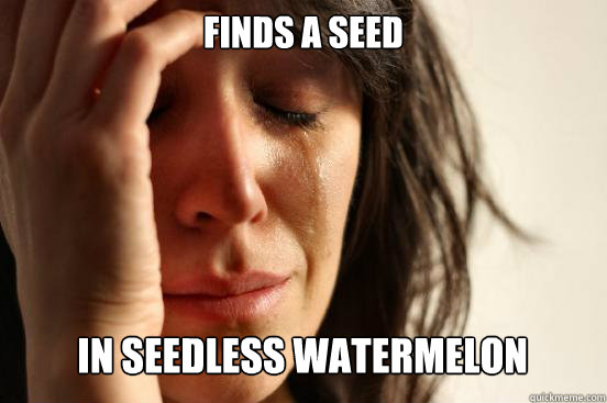 Finds a seed
 In seedless watermelon Caption 3 goes here  First World Problems
