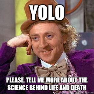 YOLO Please, tell me more about the science behind life and death  Condescending Wonka