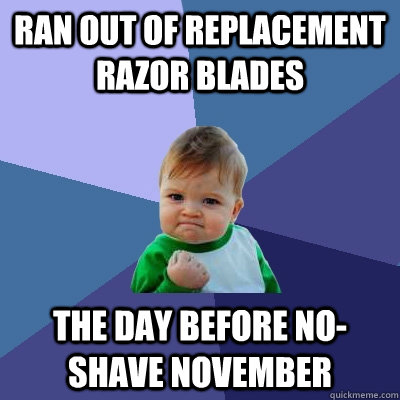 Ran out of replacement razor blades the day before no-shave november  Success Kid