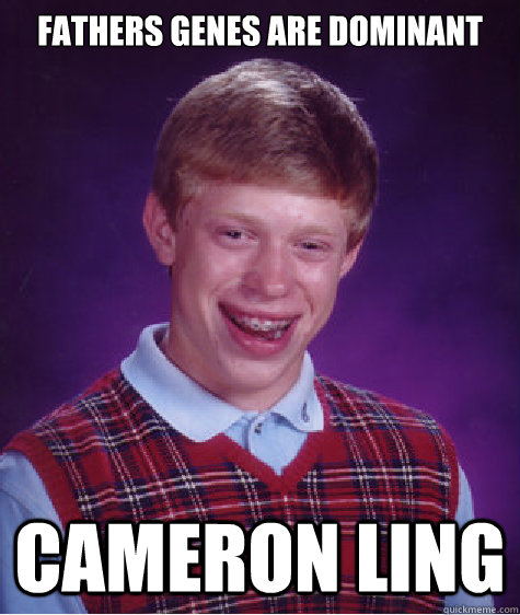 Fathers genes are dominant Cameron Ling  Bad Luck Brian