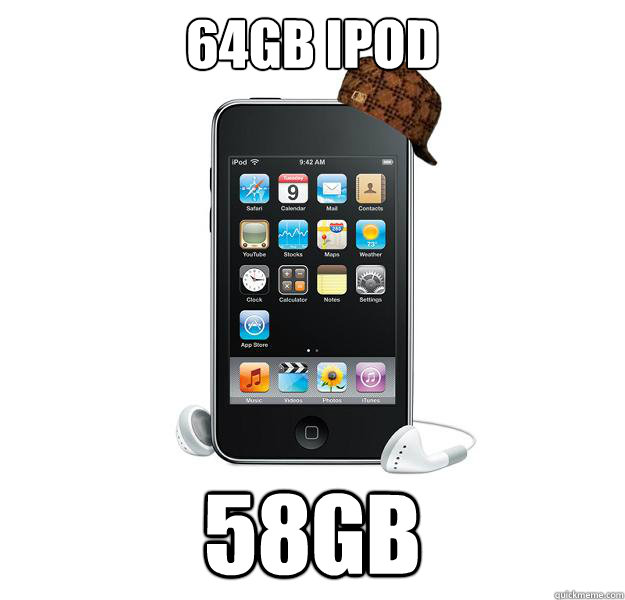 64GB ipod 58gb  - 64GB ipod 58gb   Scumbag iPod
