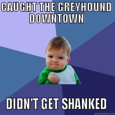 CAUGHT THE GREYHOUND DOWNTOWN DIDN'T GET SHANKED Success Kid