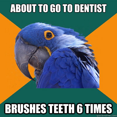 About to go to Dentist Brushes Teeth 6 times  Paranoid Parrot