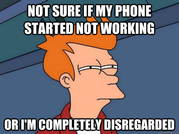 Not sure if my phone started not working Or i'm completely disregarded  Futurama Fry