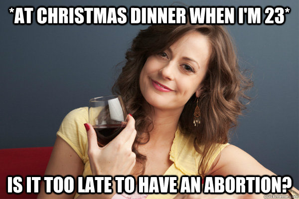*at christmas dinner when i'm 23* is it too late to have an abortion?  Forever Resentful Mother