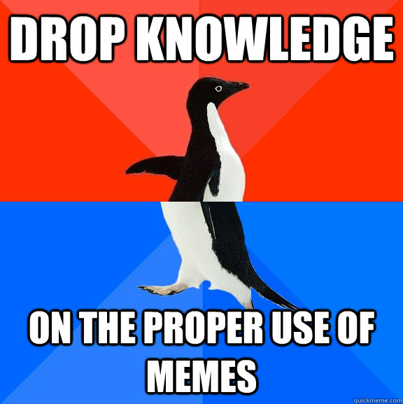 drop knowledge on the proper use of memes  Socially Awesome Awkward Penguin