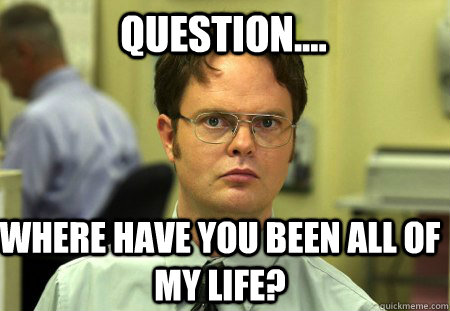 question.... where have you been all of my life? - question.... where have you been all of my life?  Schrute