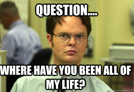 question.... where have you been all of my life?  Schrute