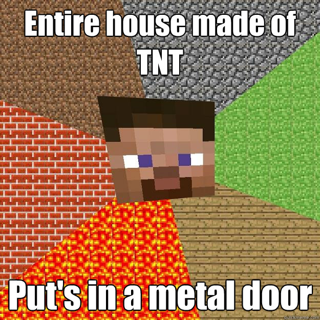 Entire house made of TNT Put's in a metal door  Minecraft