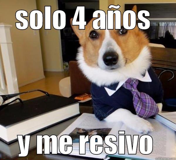 SOLO 4 AÑOS  Y ME RESIVO Lawyer Dog