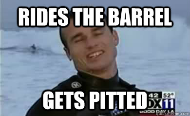Rides the barrel gets pitted - Rides the barrel gets pitted  Surfer Interview Fail