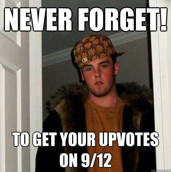 never forget! to get your upvotes on 9/12  Scumbag Steve