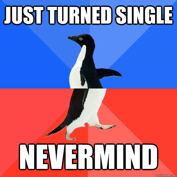 Just turned single Nevermind - Just turned single Nevermind  Socially Awkward Awesome Penguin