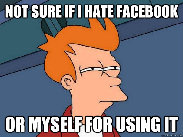 Not sure if i hate Facebook Or myself for using it  Futurama Fry