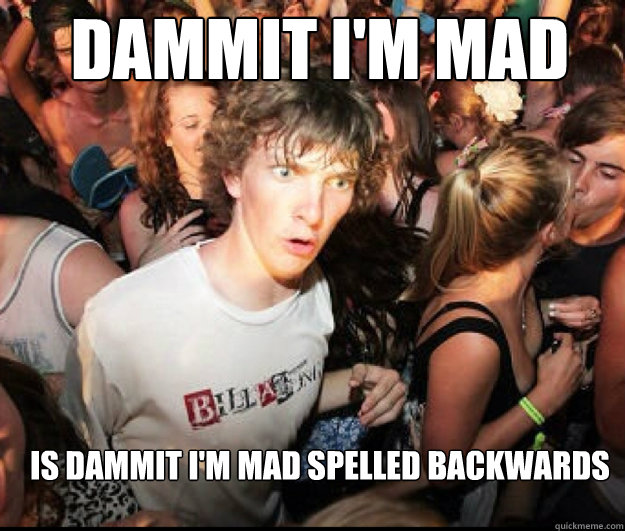 Dammit I'm Mad is Dammit I'm Mad spelled backwards - Dammit I'm Mad is Dammit I'm Mad spelled backwards  SUDDEN REALISATION