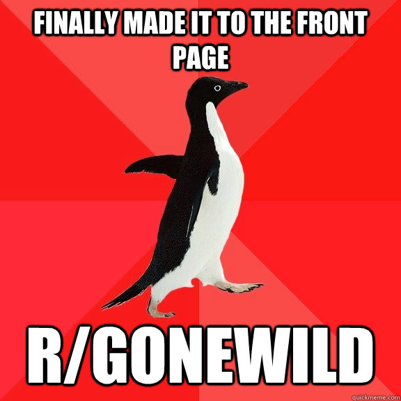finally made it to the front page r/gonewild  Socially Awesome Penguin