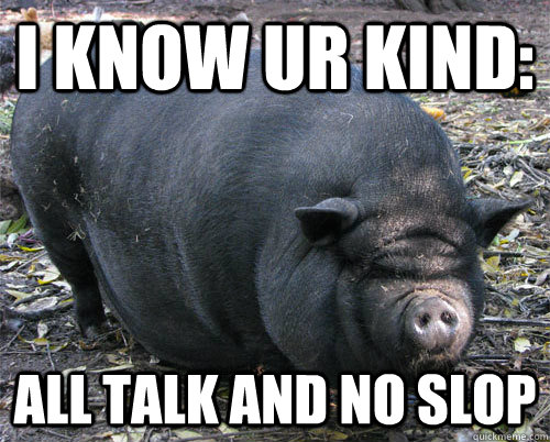 i know ur kind: all talk and no slop  