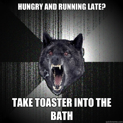 Hungry and running late? TAKE TOASTER INTO THE BATH  Insanity Wolf